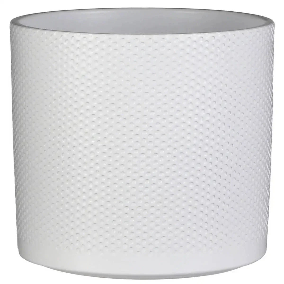 Großer Blumentopf Weiß mit Relief – Pflanzkübel aus Keramik Ø21xH23cm – Eleganter Übertopf für Zimmerpflanzen & Bodenpflanzen