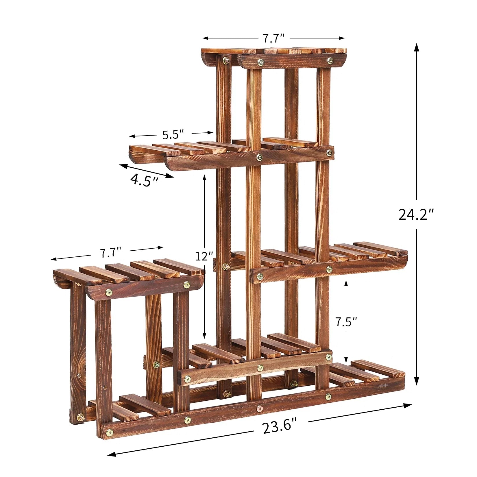Holz Pflanzenständer mehrstufig 60x61,5cm – Pflanzregal aus Kiefernholz für drinnen & draußen – Multi