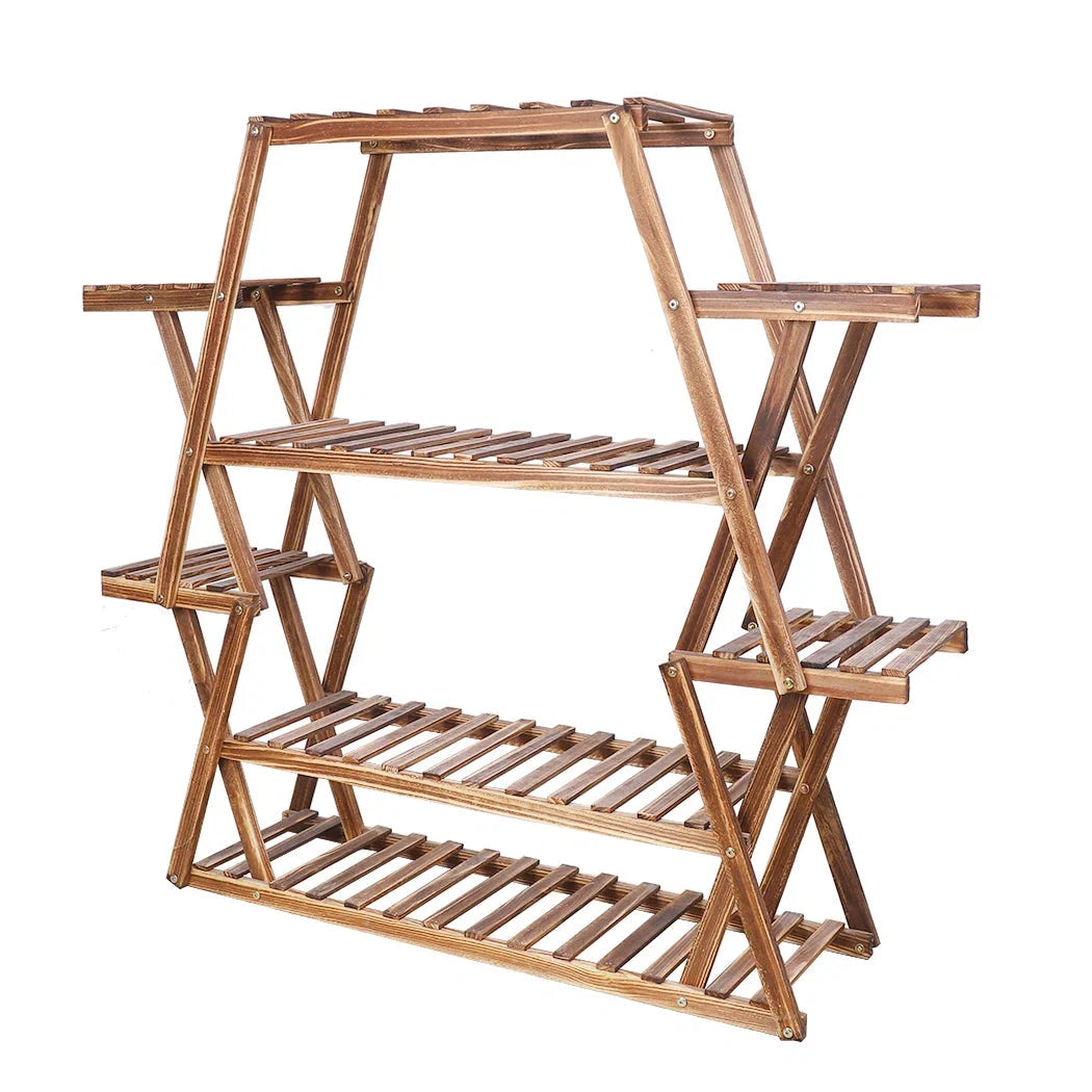 Pflanzenständer aus Massivholz – Multifunktionales Blumenregal aus Kiefernholz – Holz Pflanzenregal für Balkon, Garten & Wohnzimmer – 94x25x106cm