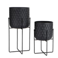 2er Set Metall Pflanzenständer Modern Schwarz Rund – Blumenständer für Blumentöpfe 18x31cm & 20x45cm – Indoor Deko Pflanzenhalter Wohnzimmer & Garten