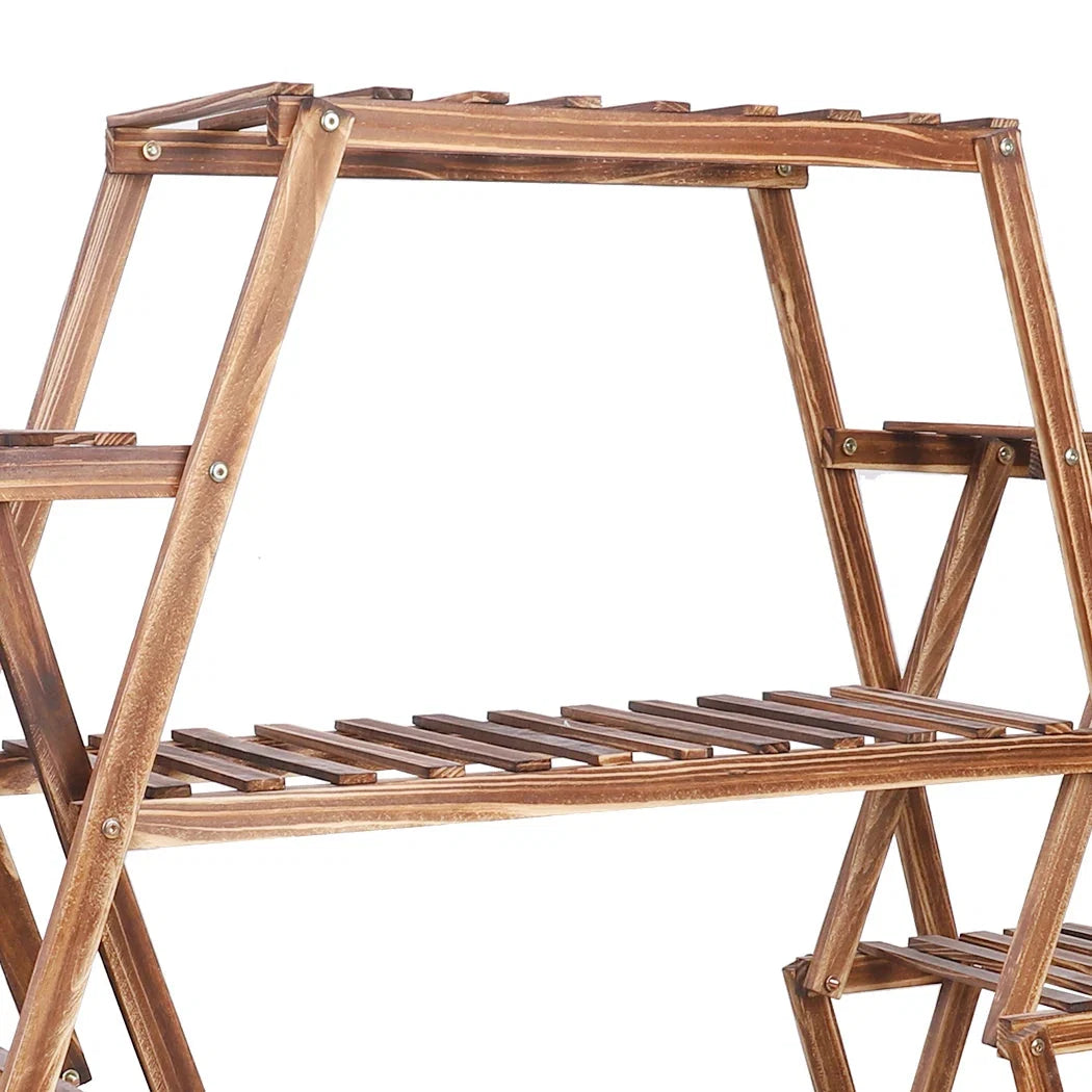 Pflanzenständer aus Massivholz – Multifunktionales Blumenregal aus Kiefernholz – Holz Pflanzenregal für Balkon, Garten & Wohnzimmer – 94x25x106cm