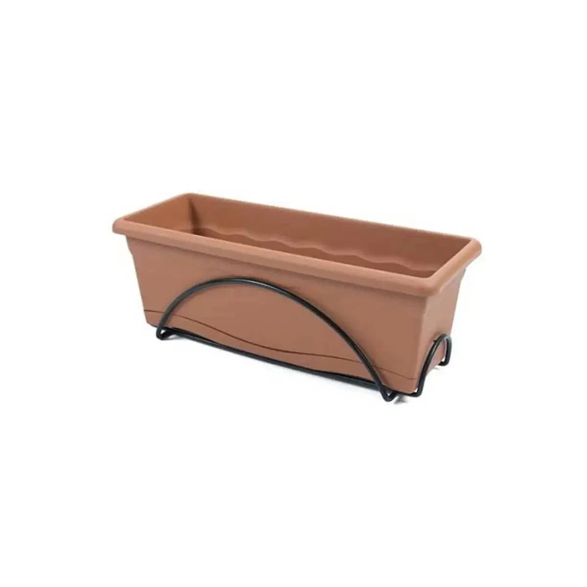 Blumenkasten 50x20cm mit Untersetzer & Balkonhalterung – Terracotta Blumenkübel Kunststoff pulverbeschichtet