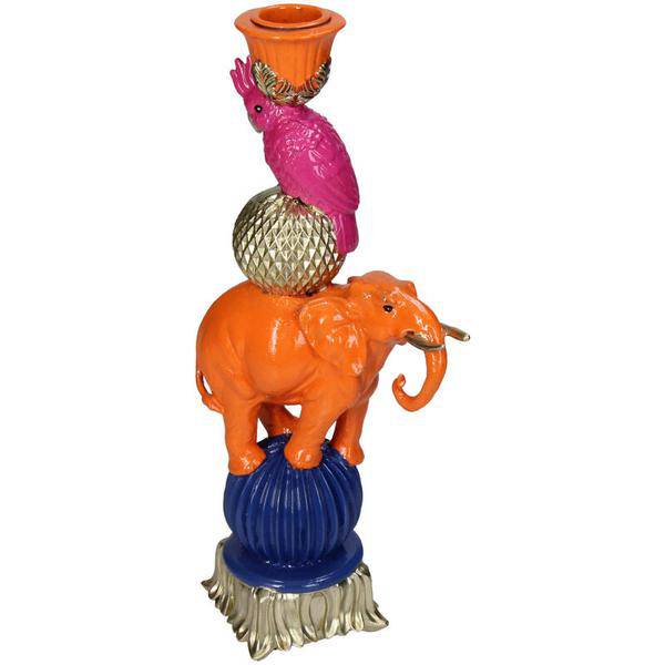 Kerzenständer Orange Elefant – 26cm – Deko – Kerzenhalter aus Polyresin – Tierfigur – Für Stabkerzen – Wohnaccessoire & Geschenkidee – Plant