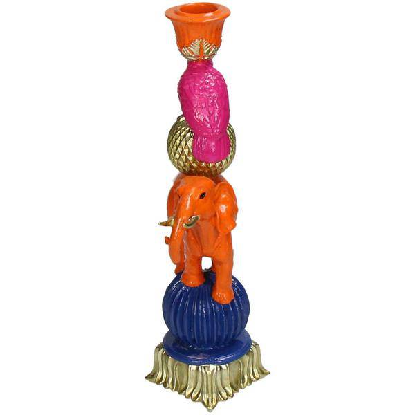 Kerzenständer Orange Elefant – 26cm – Deko – Kerzenhalter aus Polyresin – Tierfigur – Für Stabkerzen – Wohnaccessoire & Geschenkidee – Plant