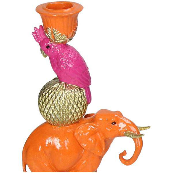 Kerzenständer Orange Elefant – 26cm – Deko – Kerzenhalter aus Polyresin – Tierfigur – Für Stabkerzen – Wohnaccessoire & Geschenkidee – Plant