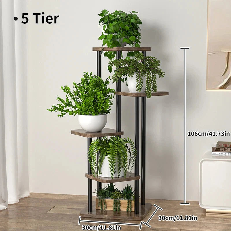Pflanzenregal Metall schwarz mit 6/7/8 Ebenen – Blumenständer Eisen Pflanzständer für drinnen & draußen