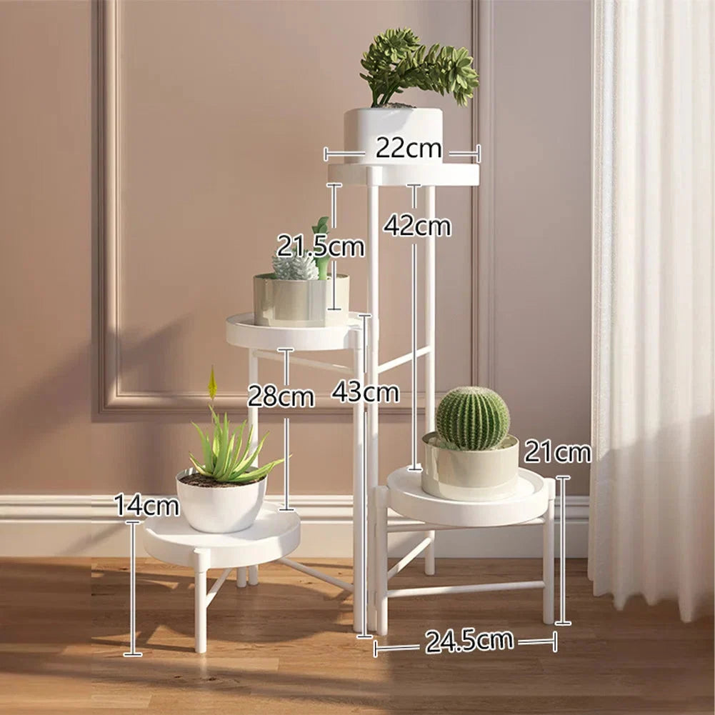 Faltbarer Eckiger Pflanzenständer Metall – 3/4 – stöckiges Blumenregal für Indoor & Outdoor – Klappbares Pflanzenregal für Balkon, Terrasse & Garten