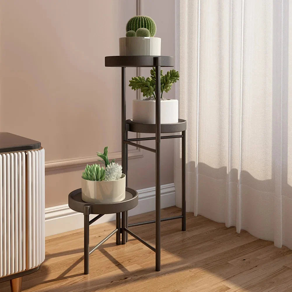 Faltbarer Eckiger Pflanzenständer Metall – 3/4 – stöckiges Blumenregal für Indoor & Outdoor – Klappbares Pflanzenregal für Balkon, Terrasse & Garten