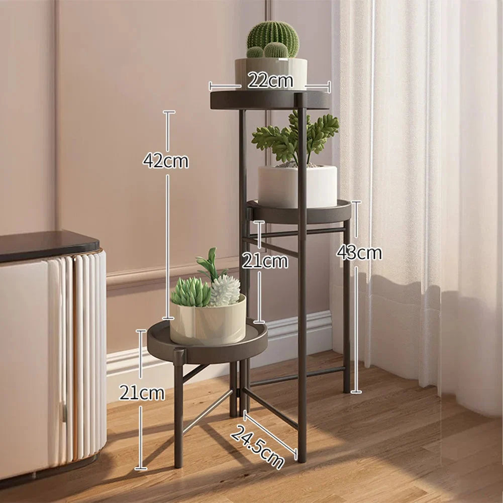 Faltbarer Eckiger Pflanzenständer Metall – 3/4 – stöckiges Blumenregal für Indoor & Outdoor – Klappbares Pflanzenregal für Balkon, Terrasse & Garten