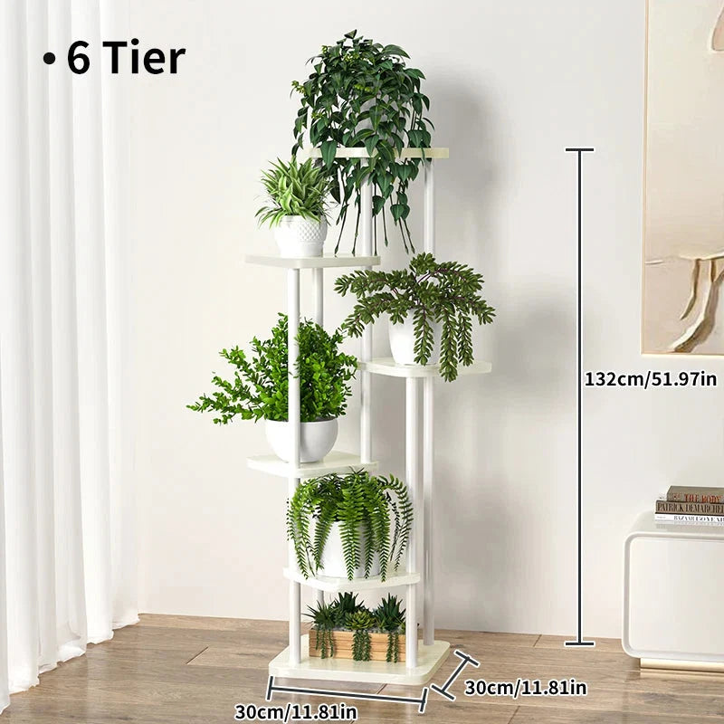 Pflanzenregal Metall schwarz mit 6/7/8 Ebenen – Blumenständer Eisen Pflanzständer für drinnen & draußen