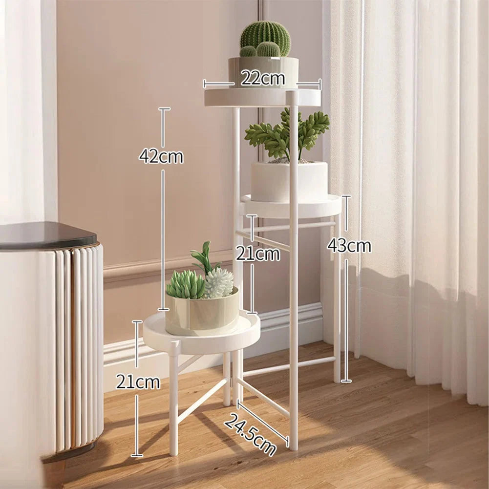 Faltbarer Eckiger Pflanzenständer Metall – 3/4 – stöckiges Blumenregal für Indoor & Outdoor – Klappbares Pflanzenregal für Balkon, Terrasse & Garten