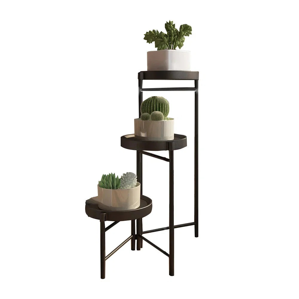 Faltbarer Eckiger Pflanzenständer Metall – 3/4 – stöckiges Blumenregal für Indoor & Outdoor – Klappbares Pflanzenregal für Balkon, Terrasse & Garten