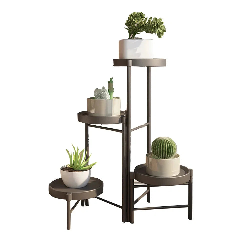Faltbarer Eckiger Pflanzenständer Metall – 3/4 – stöckiges Blumenregal für Indoor & Outdoor – Klappbares Pflanzenregal für Balkon, Terrasse & Garten