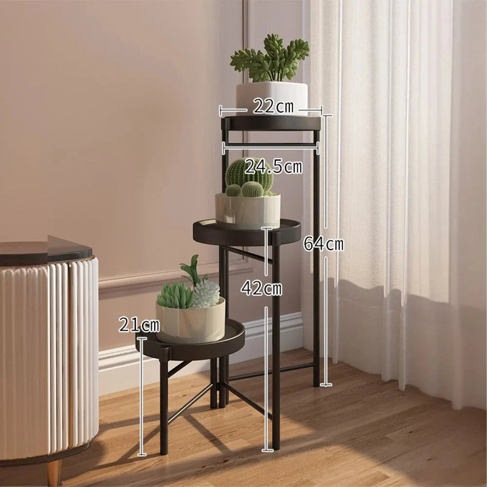 Faltbarer Eckiger Pflanzenständer Metall – 3/4 – stöckiges Blumenregal für Indoor & Outdoor – Klappbares Pflanzenregal für Balkon, Terrasse & Garten