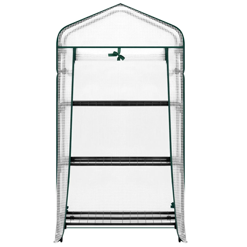 Gewächshaus mit Rollen & 3 Ablagen – kleines Tomatenhaus Outdoor 130/163cm – Garten Frühbeet mit PE