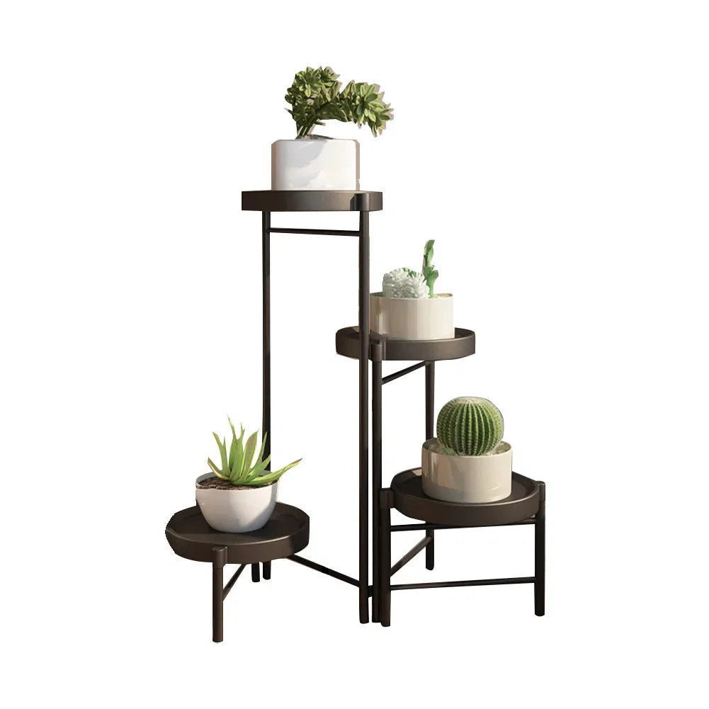 Faltbarer Eckiger Pflanzenständer Metall – 3/4 – stöckiges Blumenregal für Indoor & Outdoor – Klappbares Pflanzenregal für Balkon, Terrasse & Garten