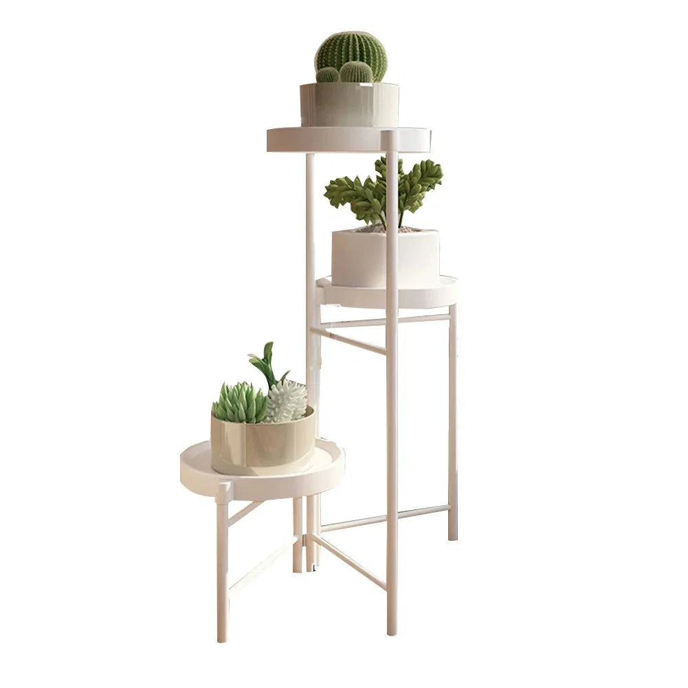 Faltbarer Eckiger Pflanzenständer Metall – 3/4 – stöckiges Blumenregal für Indoor & Outdoor – Klappbares Pflanzenregal für Balkon, Terrasse & Garten