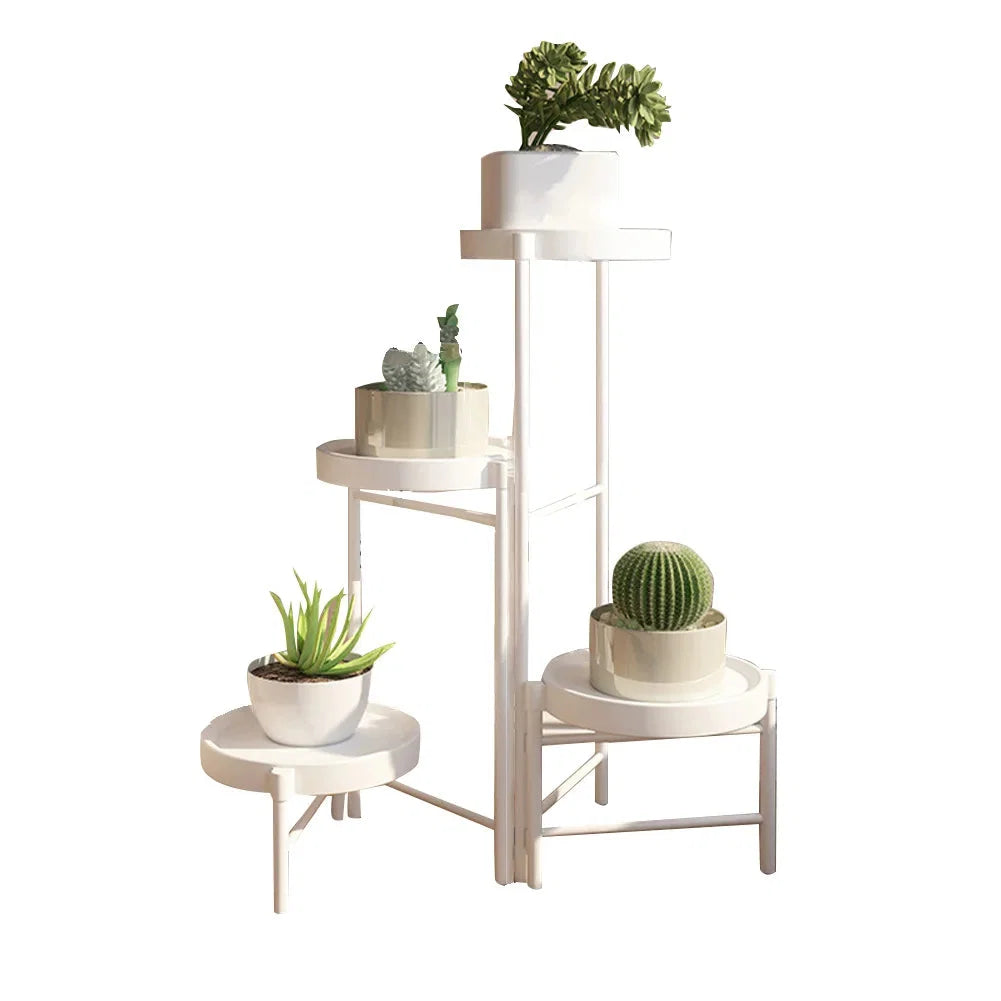 Faltbarer Eckiger Pflanzenständer Metall – 3/4 – stöckiges Blumenregal für Indoor & Outdoor – Klappbares Pflanzenregal für Balkon, Terrasse & Garten