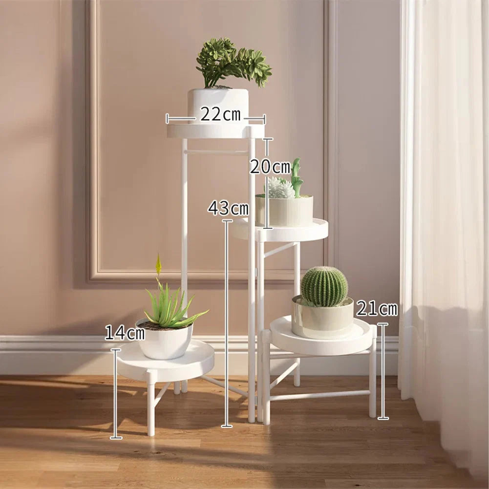 Faltbarer Eckiger Pflanzenständer Metall – 3/4 – stöckiges Blumenregal für Indoor & Outdoor – Klappbares Pflanzenregal für Balkon, Terrasse & Garten