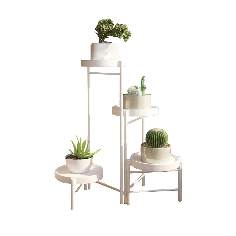 Faltbarer Eckiger Pflanzenständer Metall – 3/4 – stöckiges Blumenregal für Indoor & Outdoor – Klappbares Pflanzenregal für Balkon, Terrasse & Garten