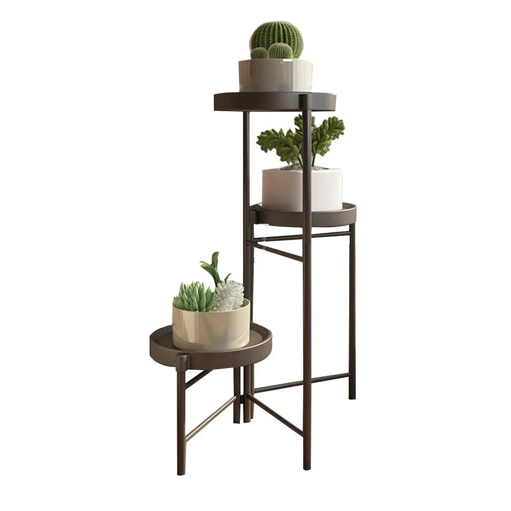 Faltbarer Eckiger Pflanzenständer Metall – 3/4 – stöckiges Blumenregal für Indoor & Outdoor – Klappbares Pflanzenregal für Balkon, Terrasse & Garten