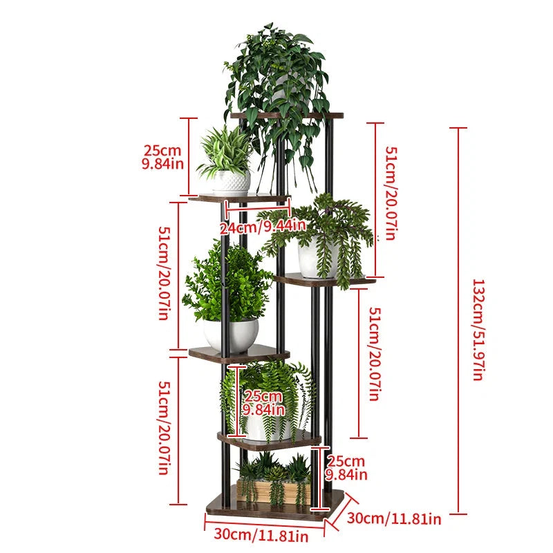 Pflanzenregal Metall schwarz mit 6/7/8 Ebenen – Blumenständer Eisen Pflanzständer für drinnen & draußen