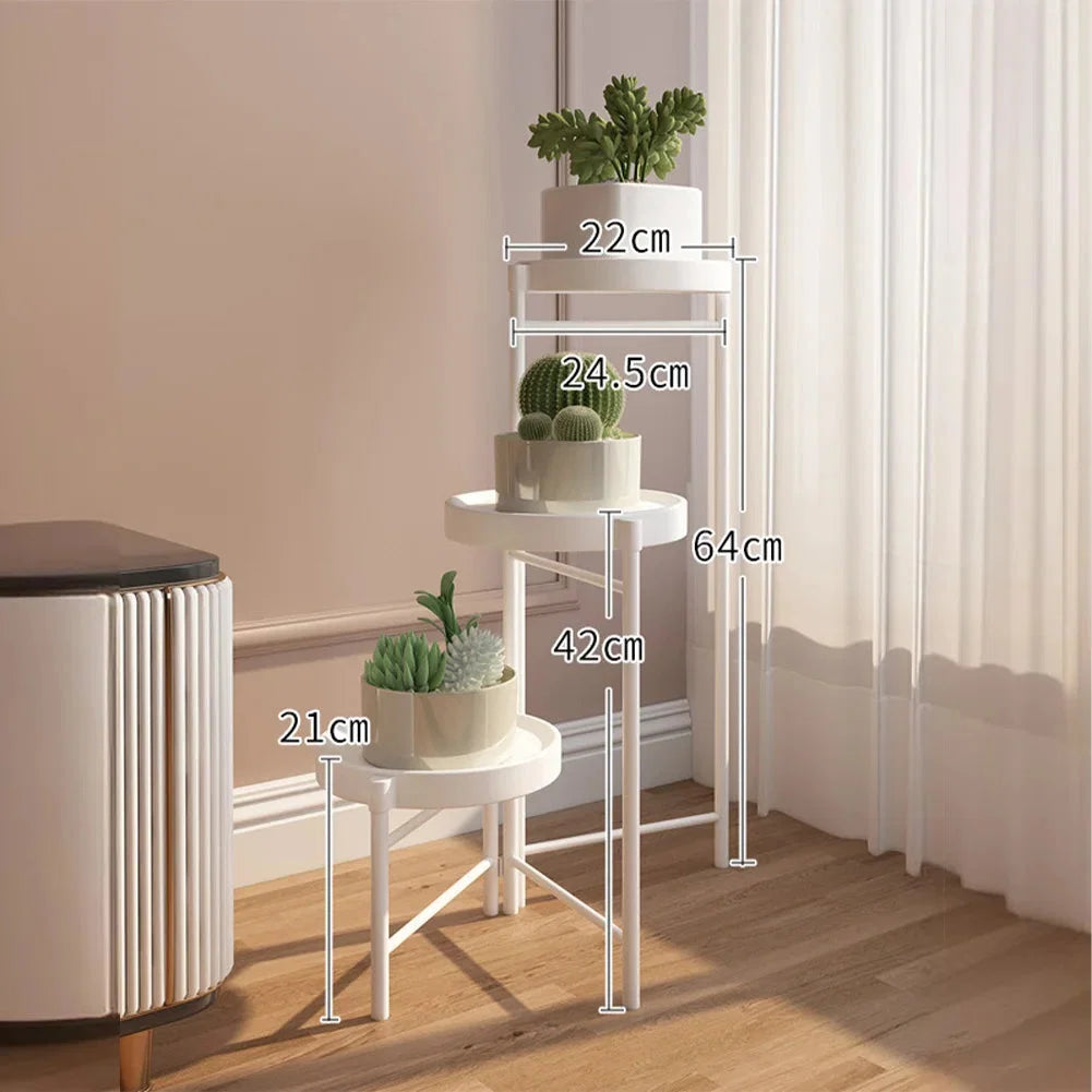 Faltbarer Eckiger Pflanzenständer Metall – 3/4 – stöckiges Blumenregal für Indoor & Outdoor – Klappbares Pflanzenregal für Balkon, Terrasse & Garten