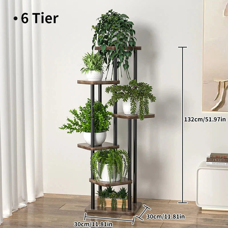 Pflanzenregal Metall schwarz mit 6/7/8 Ebenen – Blumenständer Eisen Pflanzständer für drinnen & draußen