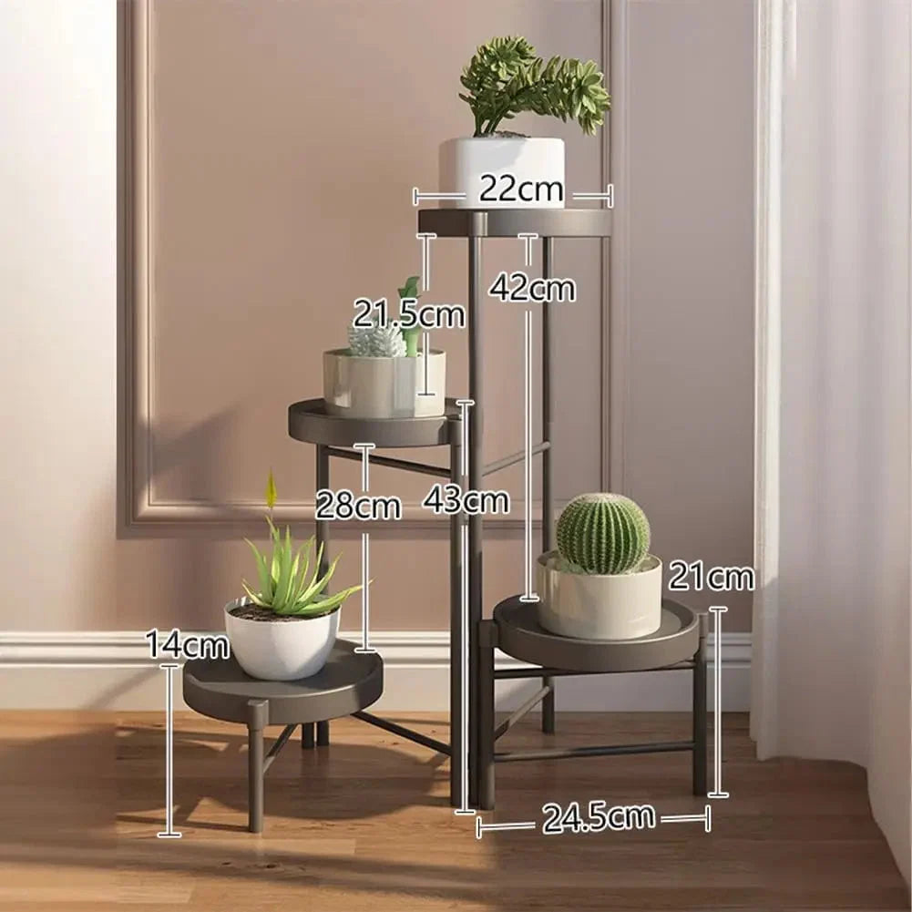 Faltbarer Eckiger Pflanzenständer Metall – 3/4 – stöckiges Blumenregal für Indoor & Outdoor – Klappbares Pflanzenregal für Balkon, Terrasse & Garten