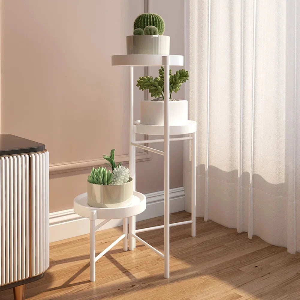Faltbarer Eckiger Pflanzenständer Metall – 3/4 – stöckiges Blumenregal für Indoor & Outdoor – Klappbares Pflanzenregal für Balkon, Terrasse & Garten