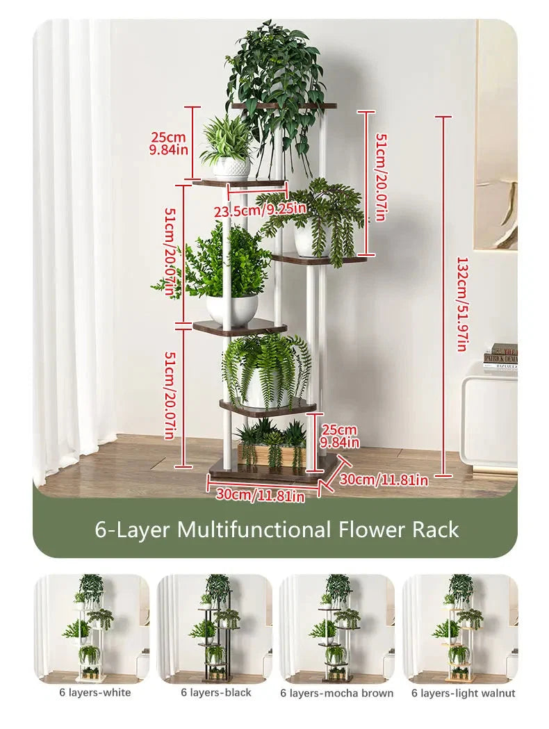 Pflanzenregal Metall schwarz mit 6/7/8 Ebenen – Blumenständer Eisen Pflanzständer für drinnen & draußen