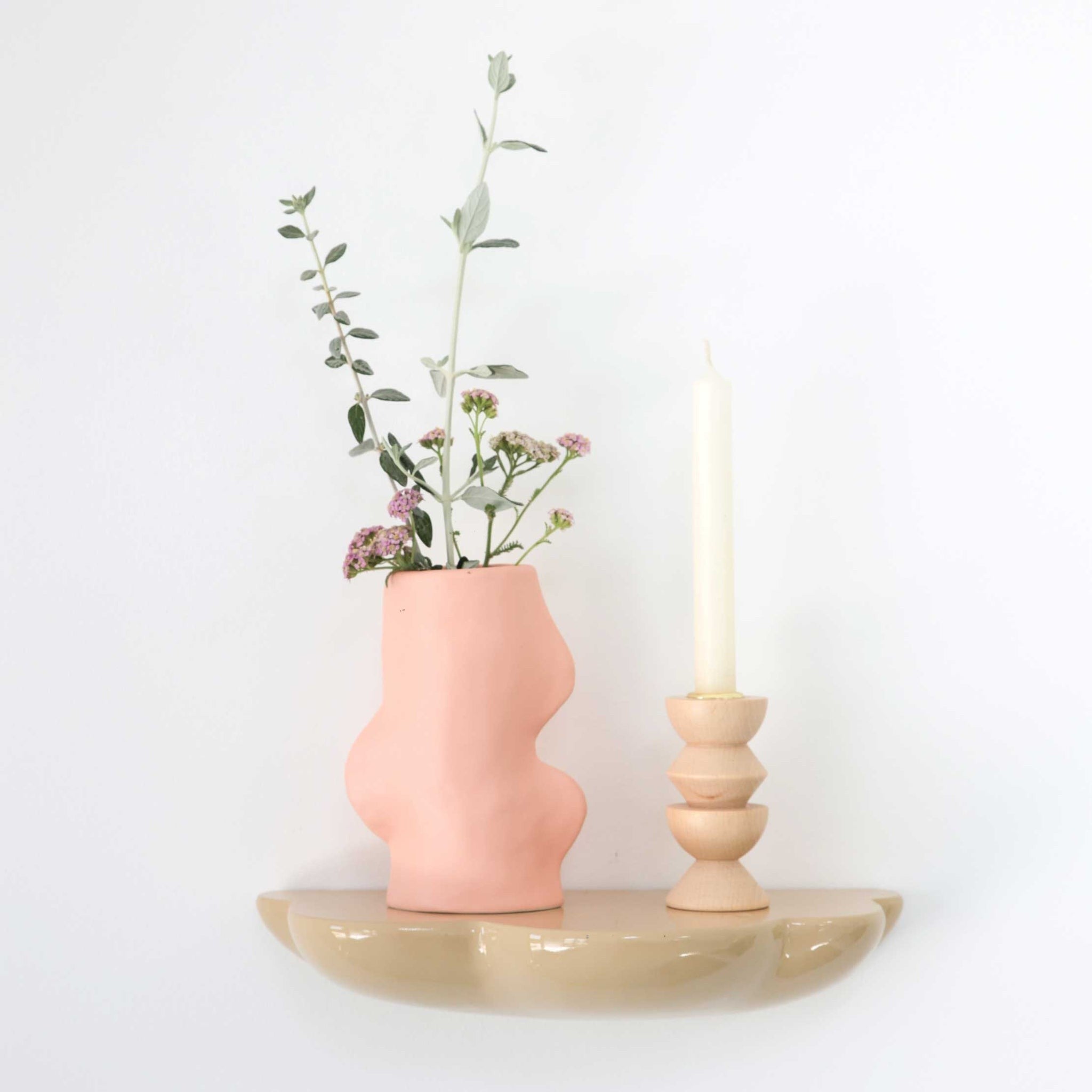 Fluxo Keramikvase Medium Pink – Handgemachte Vase aus Portugal 10x6x17cm – Moderne Deko Blumenvase Keramik – FSC Verpackung – Elegantes Wohnaccessoire