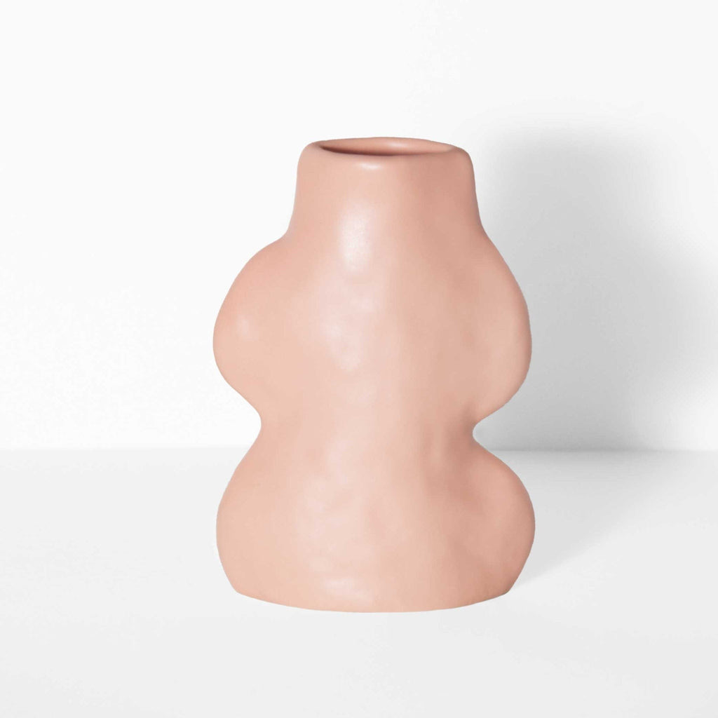 Fluxo Keramikvase klein Rosa – Handgemachte Blumenvase 9x5x14cm – Moderne Deko Vase aus Portugal – Designvase für Trockenblumen & Schnittblumen