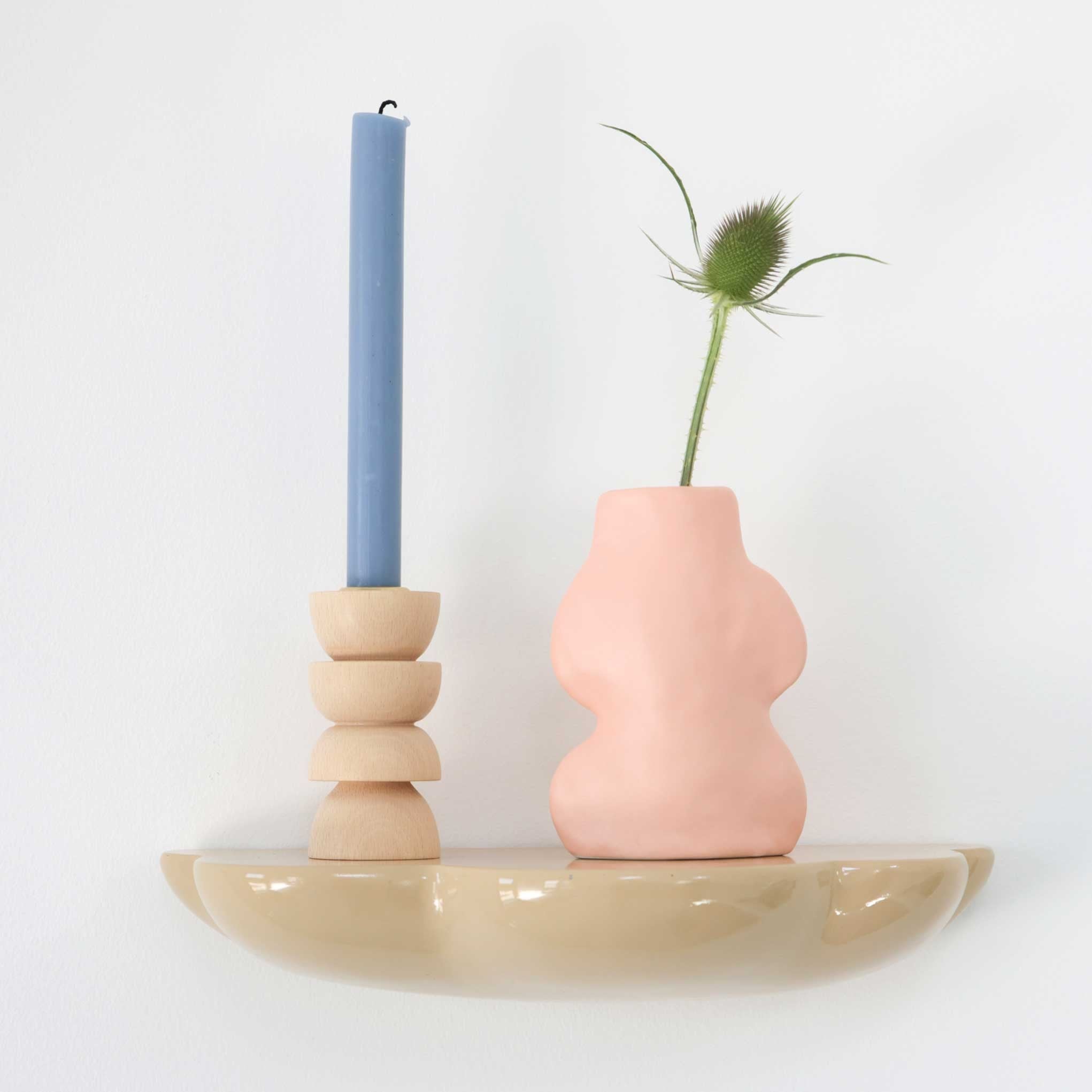 Fluxo Keramikvase klein Rosa – Handgemachte Blumenvase 9x5x14cm – Moderne Deko Vase aus Portugal – Designvase für Trockenblumen & Schnittblumen