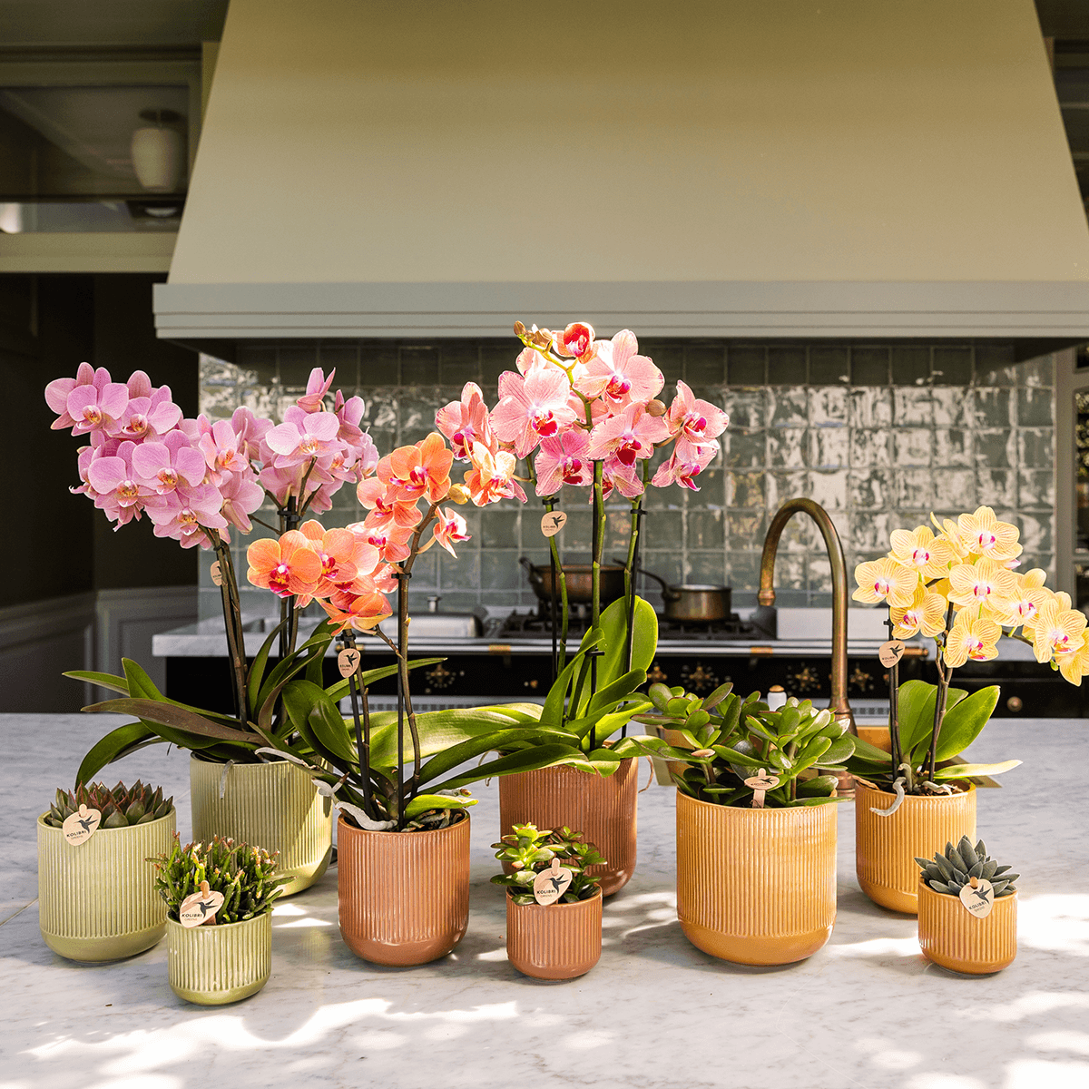 Dekotopf Flare ocker Ø12cm – Blumentopf mit Rillenmuster – runder Retro – Übertopf im 70er – Design – Pot