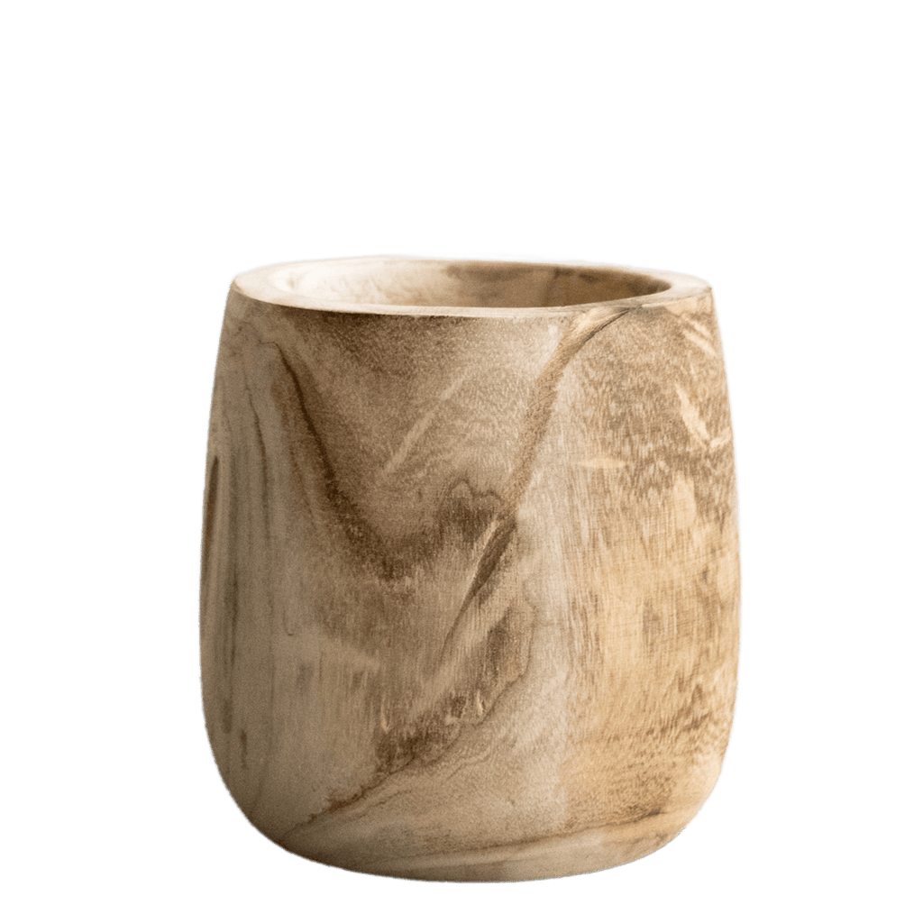 Pia Blumentopf aus Holz – Hellbraun – Größe M – H25cm x Ø23cm – Handgefertigt aus Paulownia – Holz – Nachhaltig & dekorativ – Plant