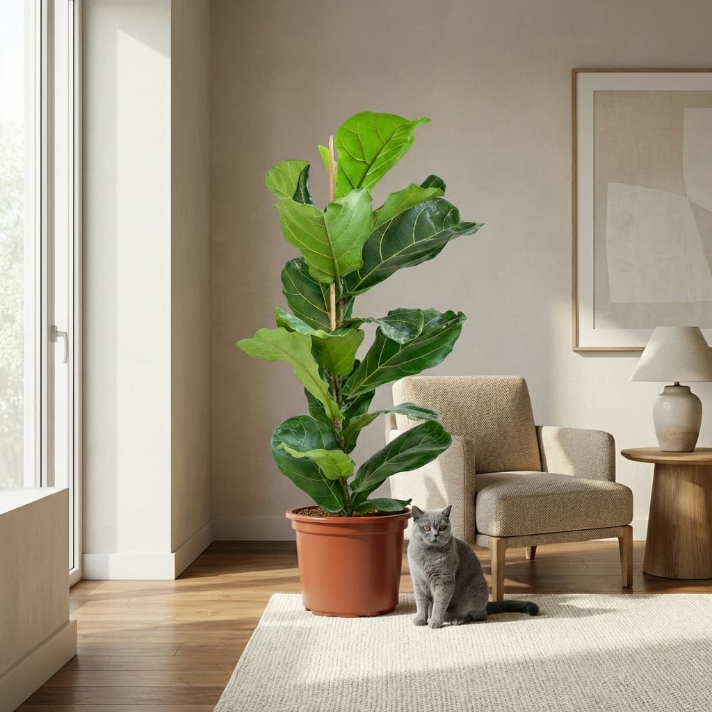Ficus Lyrata Geigenfeige Zimmerpflanze 75-85cm 21cm Pflegeleichte Grünpflanze für Wohnzimmer Büro & Innenräume – Plant