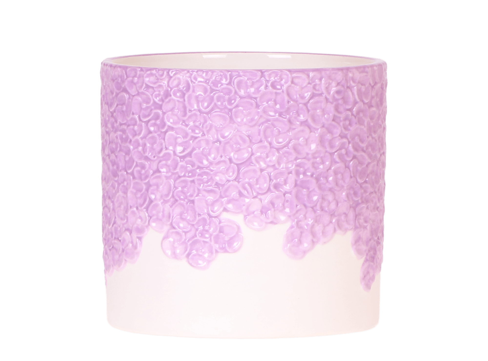 Ziertopf Bloom Lila – Blumentopf Ø12cm – Eleganter Übertopf mit Blütenstruktur – Design Pflanztopf in Violett für Zimmerpflanzen Kräuter & Deko – Pot