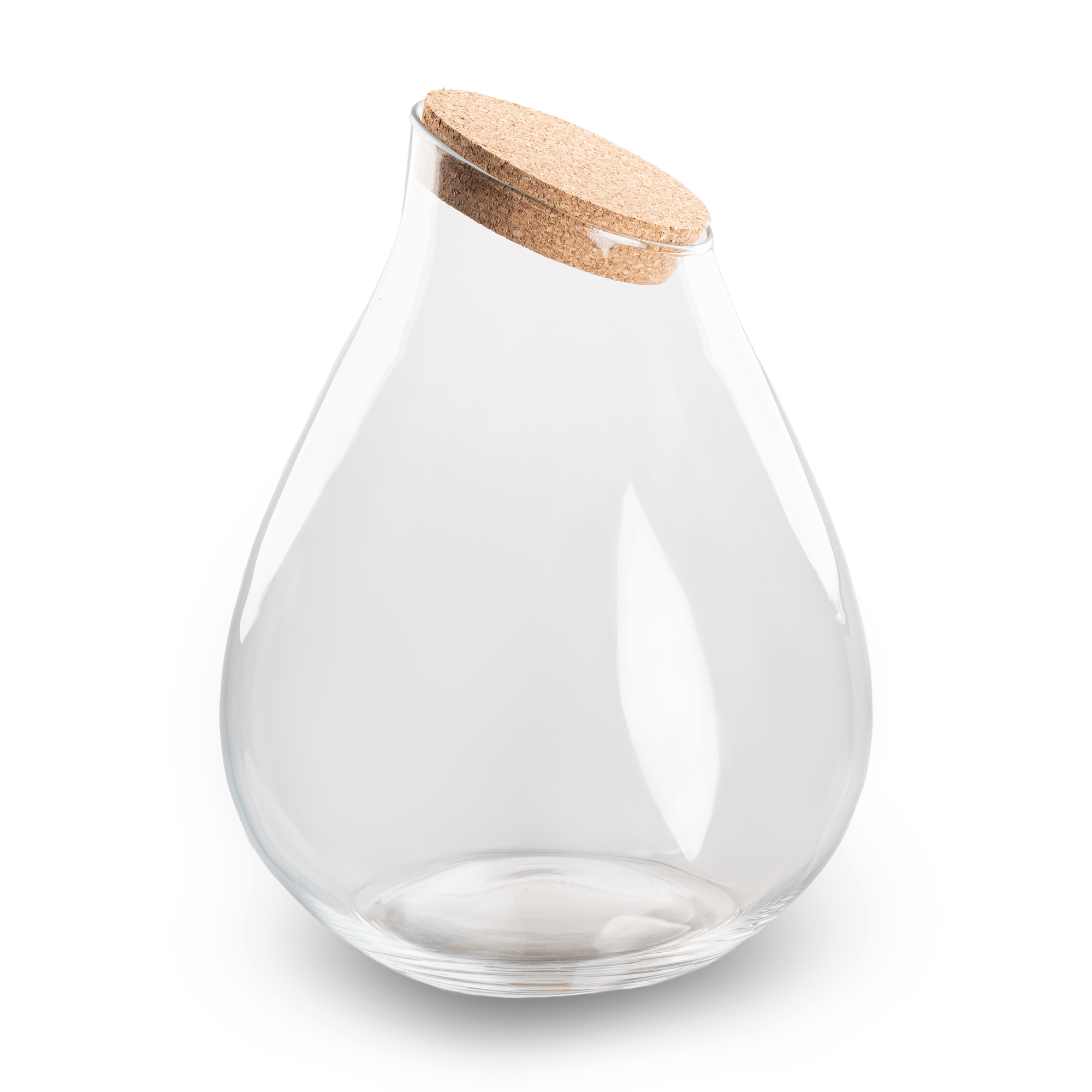 Terrarienflasche Drop XXL Korkdeckel – Ø34cm ↕43cm – Große tropfenförmige Glasflasche aus Recyclingglas – ca. 18,5L Volumen – Ideal für DIY – Plant