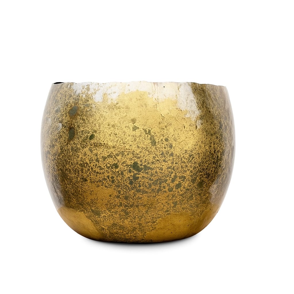 Topf Ellen Messing – 25cmx19cm – Eleganter Pflanzentopf mit Messing-Finish für Innen- und Außenbereich – Plant