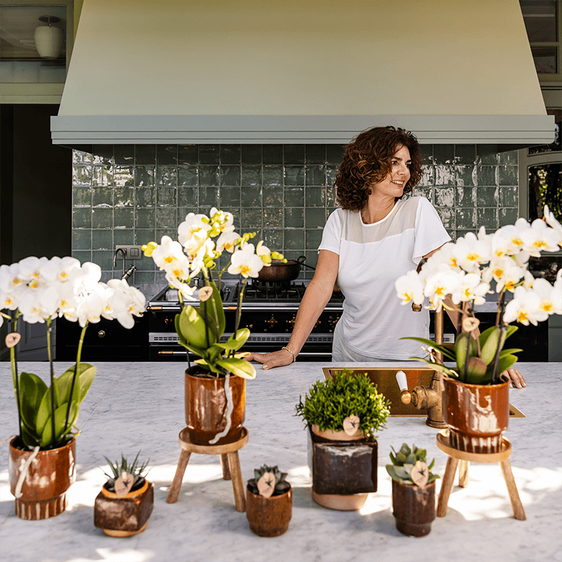 Classy Cube Ziertopf Ø9cm – Quadratischer Keramik – Blumentopf in Braun – Glänzende Oberfläche für Orchideen & Zimmerpflanzen – Übertopf mit Retro – Plant