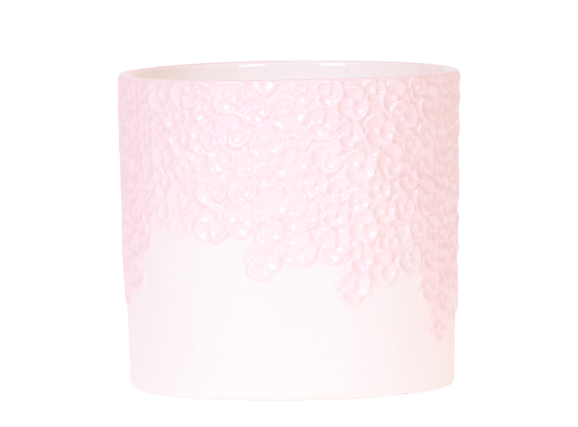 Ziertopf Bloom Pink – Blumentopf Ø12cm – Romantischer Übertopf mit Blütenstruktur – Design Pflanztopf für Zimmerpflanzen Sukkulenten & Deko