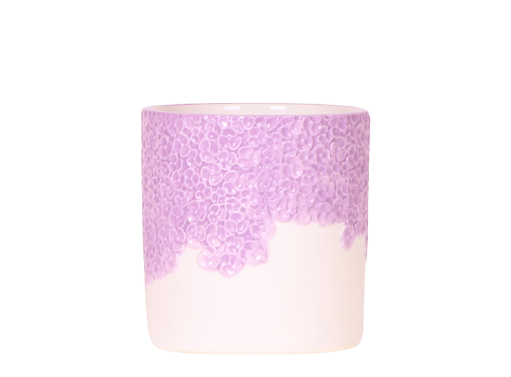 Ziertopf Bloom Lila – Blumentopf Ø9cm – Violetter Übertopf mit Blütenstruktur – Moderner Pflanztopf für Zimmerpflanzen Sukkulenten Kräuter & Deko – Pot