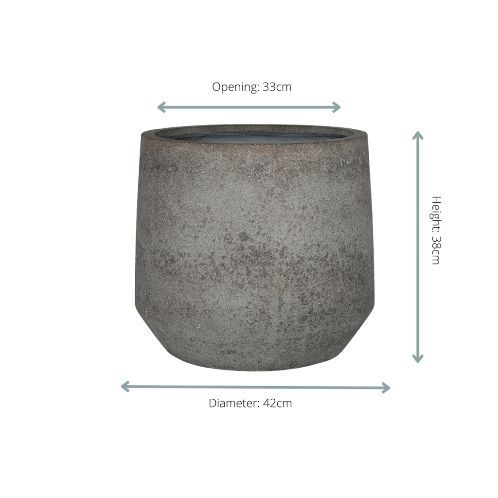 Pflanztopf Harith M Dioriet Grey – D42xH38cm – Blumentopf in eleganter Steinoptik – Wetterfester, robuster Pflanzkübel aus hochwertigem Kunststoff – Plant