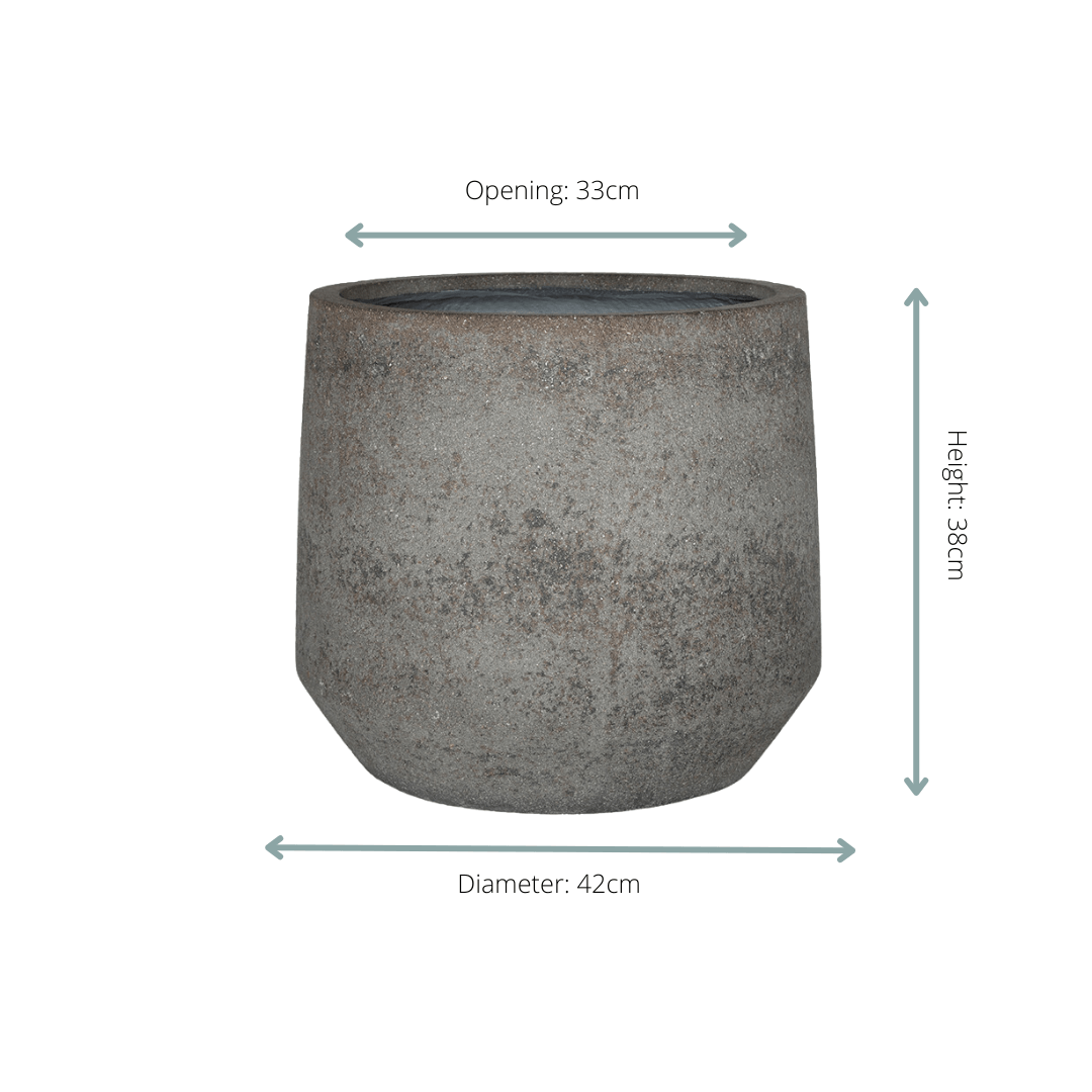Pflanztopf Harith M Dioriet Grey – D42xH38cm – Blumentopf in eleganter Steinoptik – Wetterfester, robuster Pflanzkübel aus hochwertigem Kunststoff – Plant