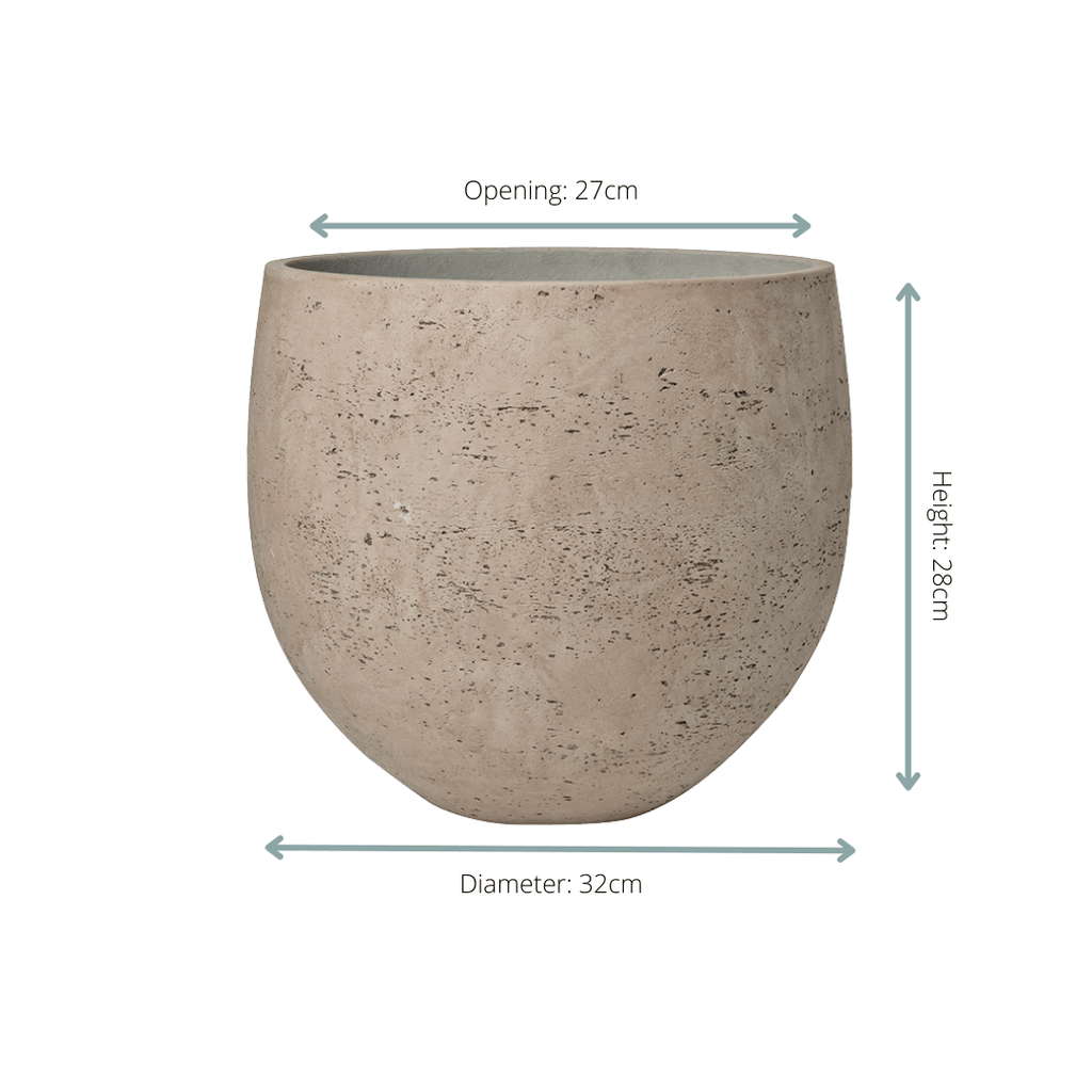 Pflanzgefäß Orb Grey Washed – D39xH35cm – Blumentopf in grauer Steinoptik – Stilvoller Pflanzkübel für Innen & Außen – Plant