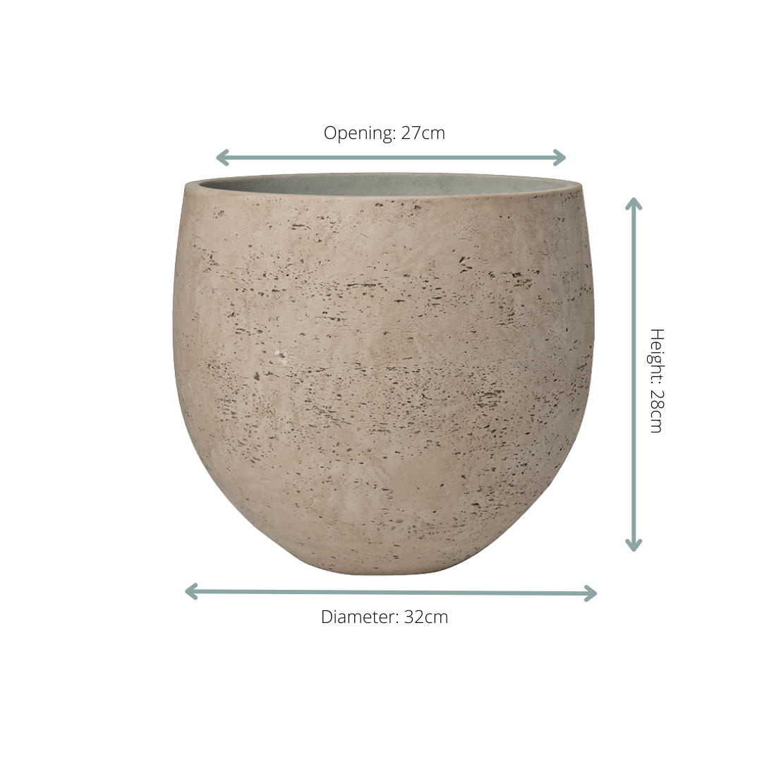 Pflanzgefäß Orb Grey Washed – D39xH35cm – Blumentopf in grauer Steinoptik – Stilvoller Pflanzkübel für Innen & Außen – Plant