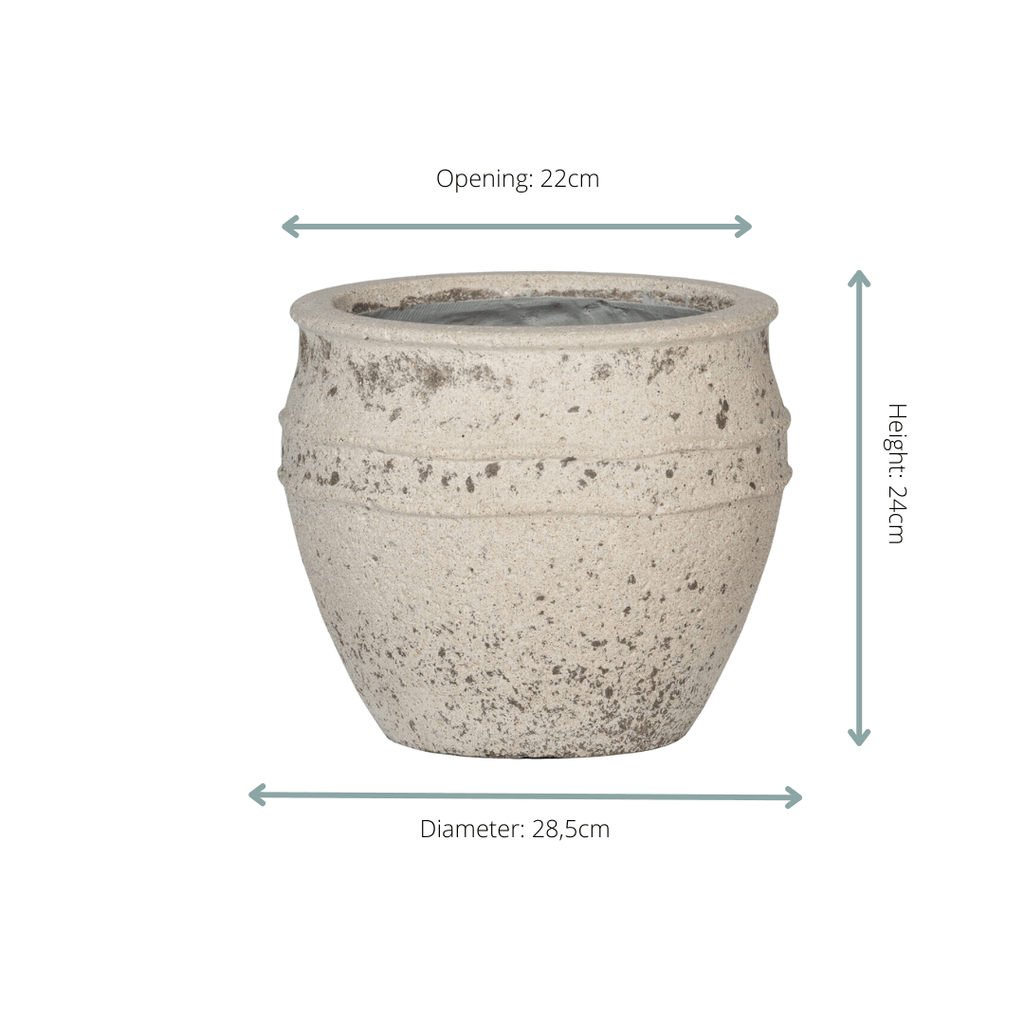 Pflanztopf Athena S Chalk White – D29xH24cm – Blumentopf in edler Steinoptik – Weißer Pflanzkübel aus robustem, wetterfestem Kunststoff – Für Innen – Plant