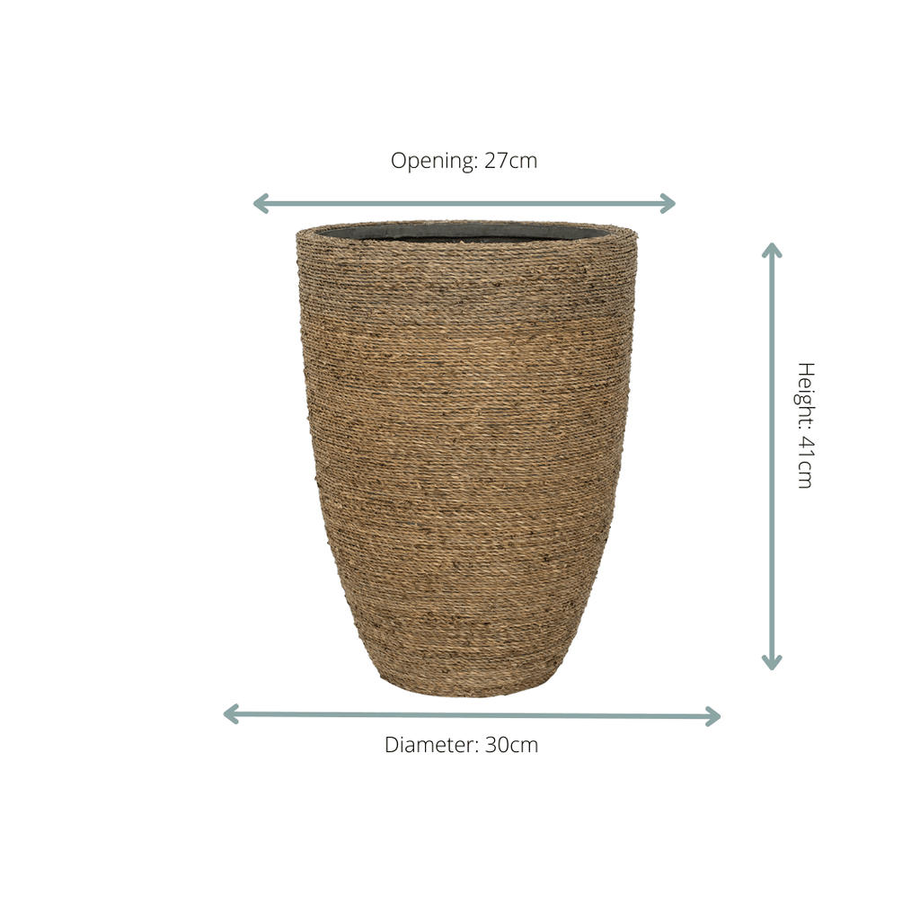 Pflanzgefäß Ben Straw Grass – D30xH41cm – Blumentopf in Naturgras – Optik – Stilvoller Pflanzkübel für Innen & Außen – Plant