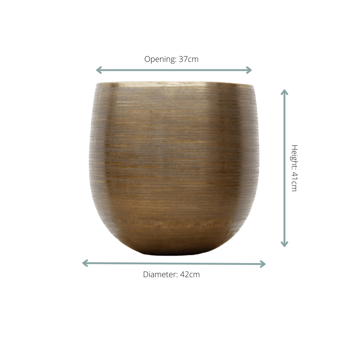 Pflanzgefäß Rowen Gold – D42xH41cm – Blumentopf in Goldoptik – Pflanzkübel für Innenräume – Stilvolles Pflanzgefäß für große Zimmerpflanzen – Plant